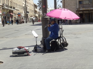 busking in Jaffa Road